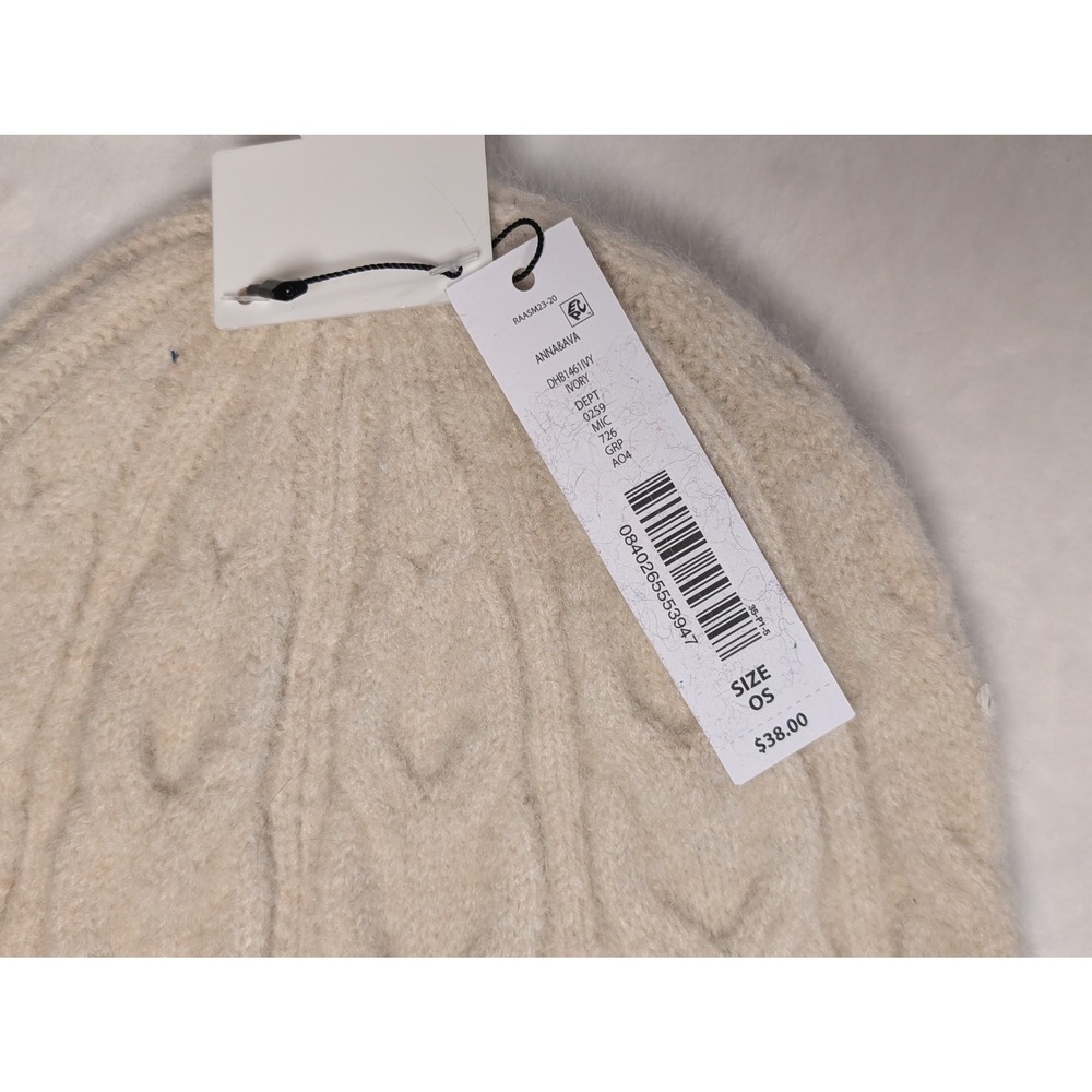 Anna & Ava Bundle 2 Cable Knit Beanie Hat Ivory Pink‎ One Size Retail total $66 - Picture 4 of 13